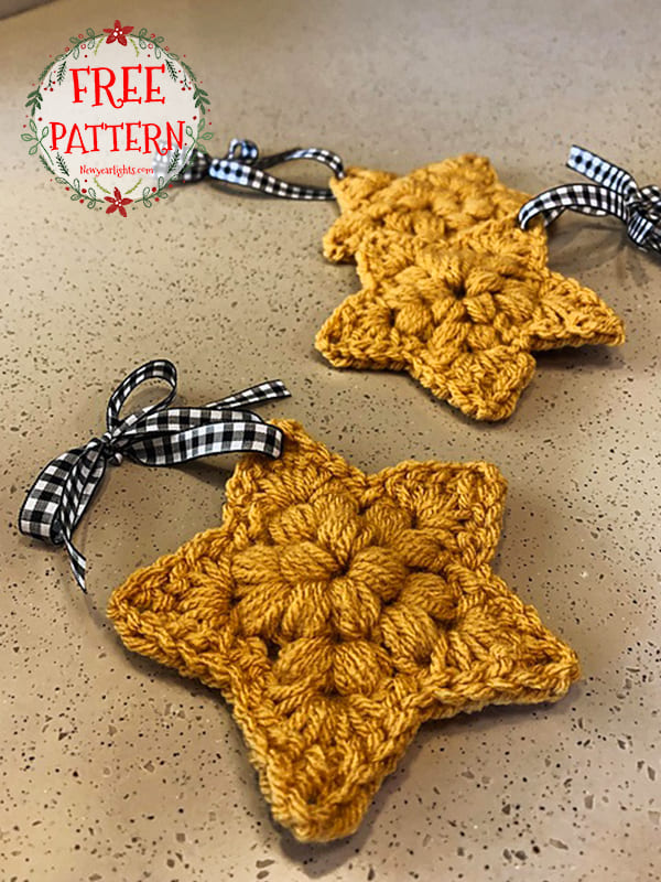 Bobble Crochet Star Ornaments Pattern