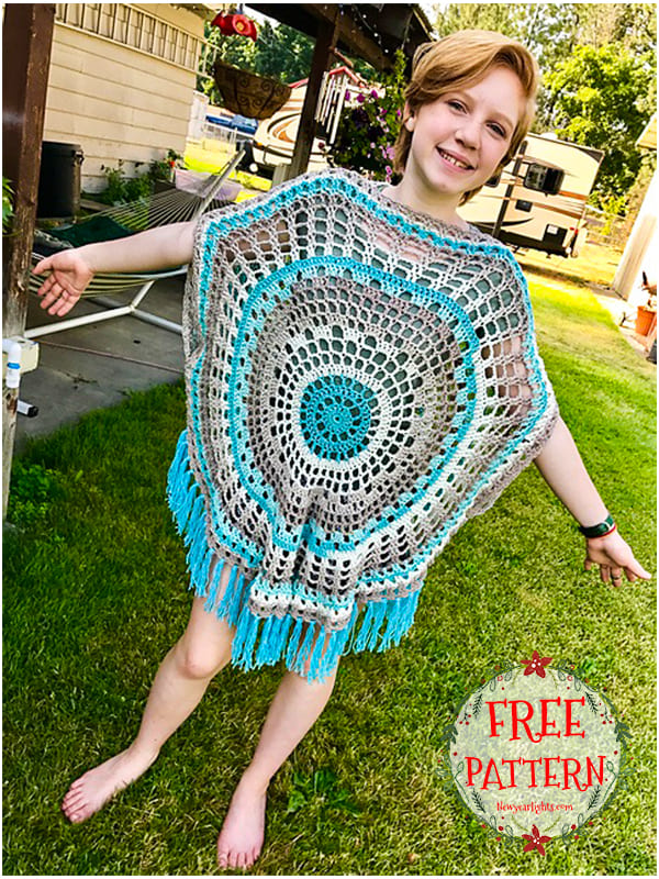 circle lacy crochet poncho pattern