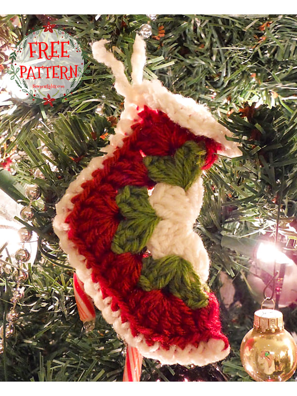 crochet granny square christmas stocking ornament