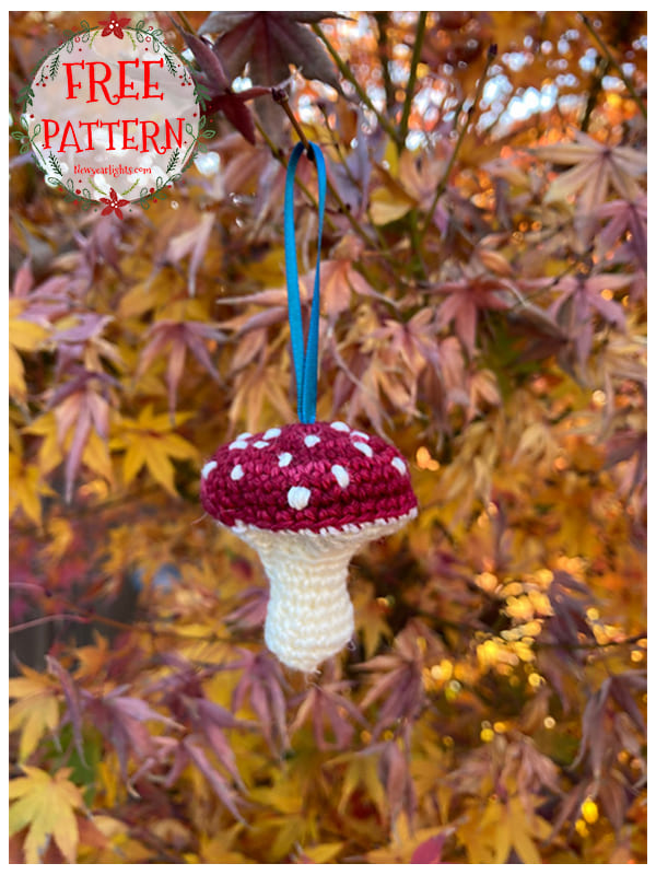 crochet mushroom ornament