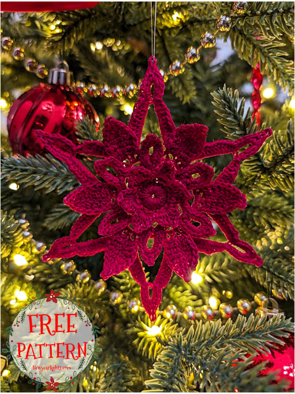 crochet poinsettia ornament pattern