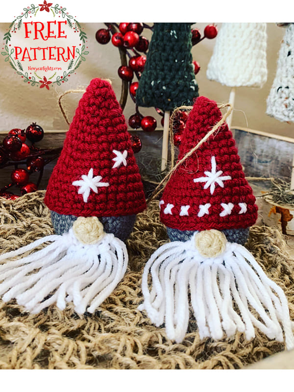 santa crochet gnome ornament