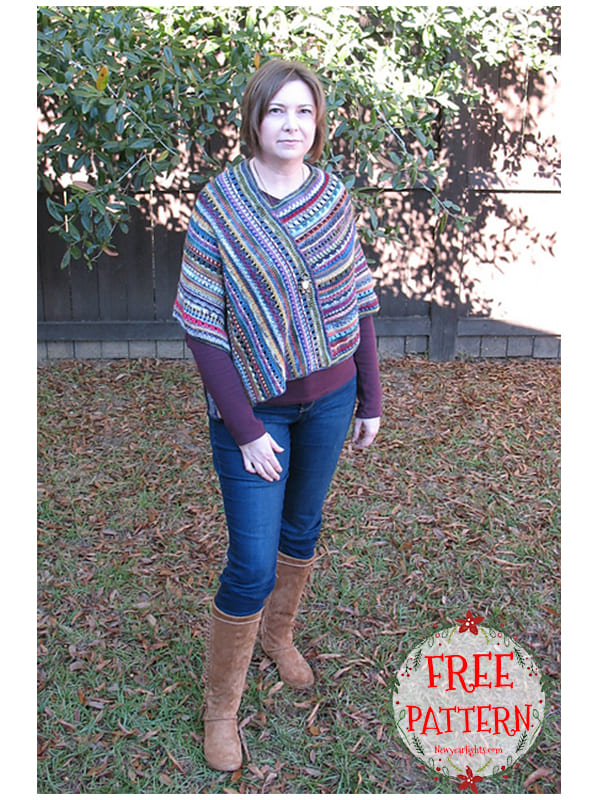 stripes colorwork crochet poncho pattern