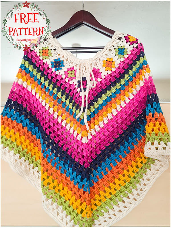 top down crochet granny square poncho