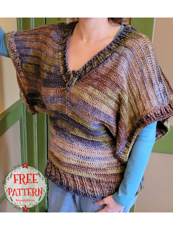 v-neck oversized crochet poncho