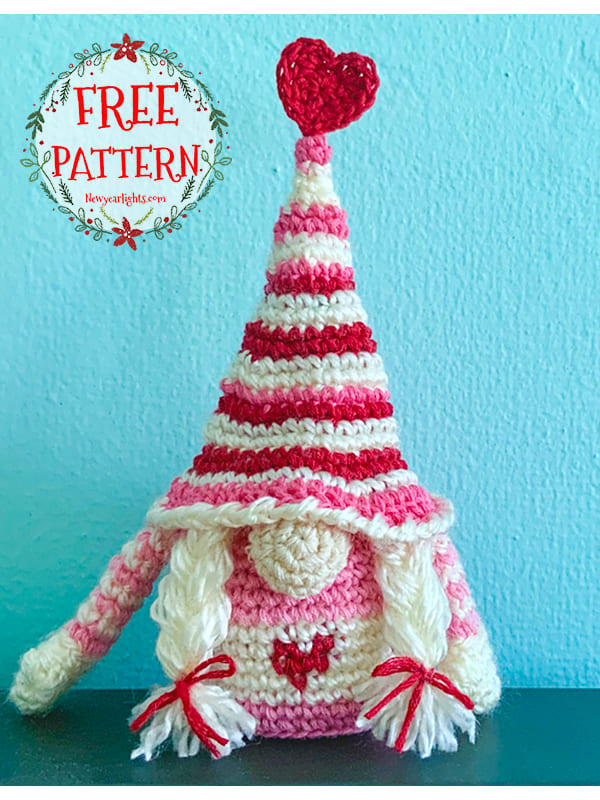 valentine’s crochet gnome