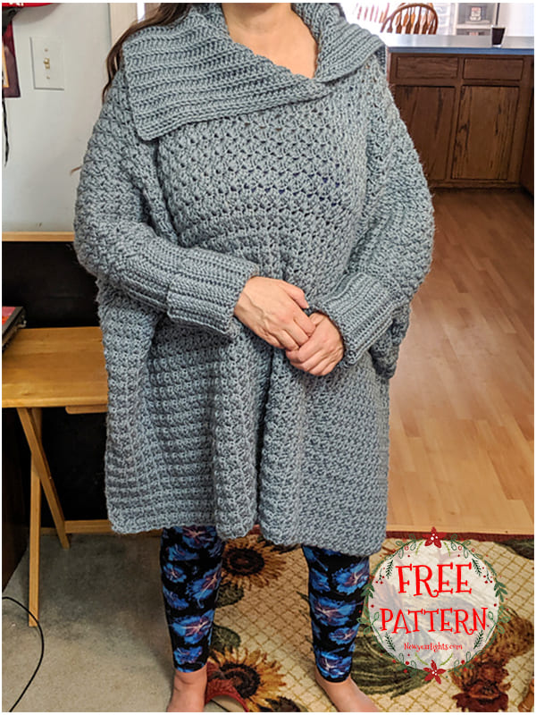 oversized crochet poncho with sleeves