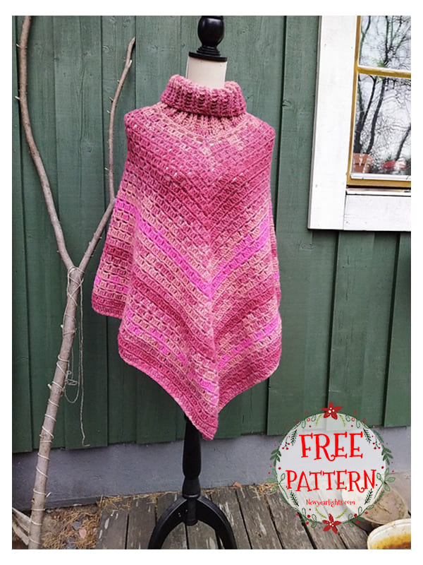 ribbed crochet cowl neck poncho pattern