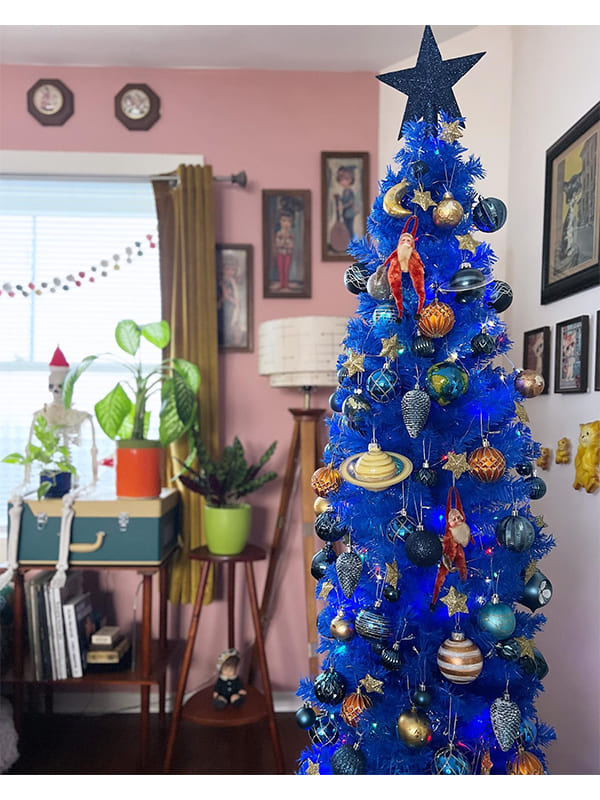 blue christmas tree decorations