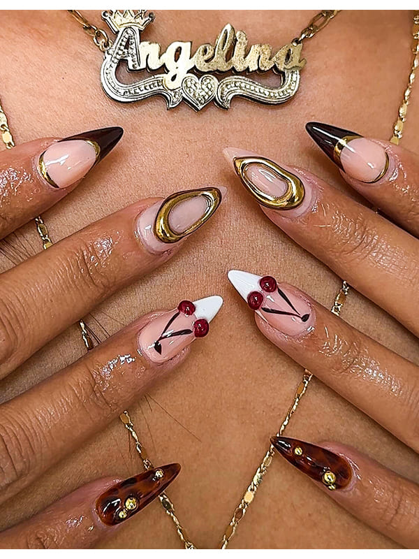 cherry fall gel nails
