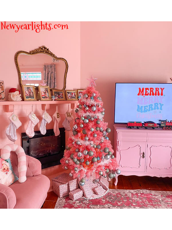 pink christmas tree decorations
