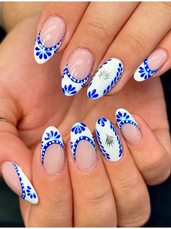 blue christmas nail designs