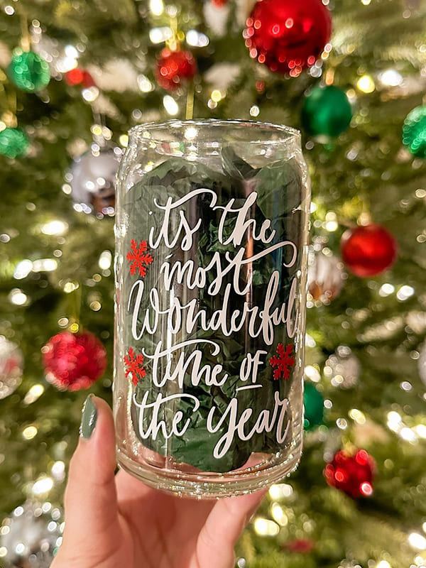 christmas glass cups
