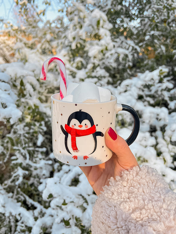 christmas penguin mug