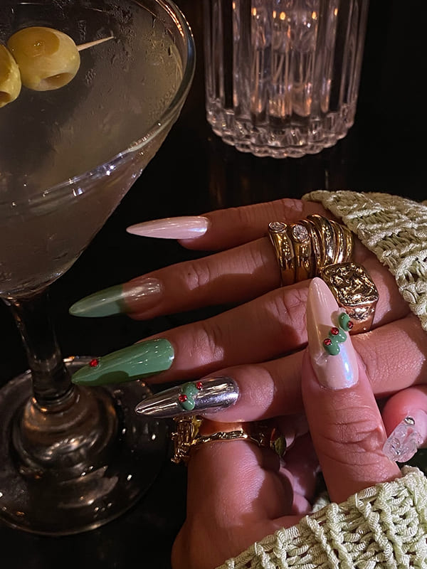 coctail long christmas nail