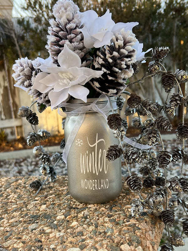 grey christmas mason jars