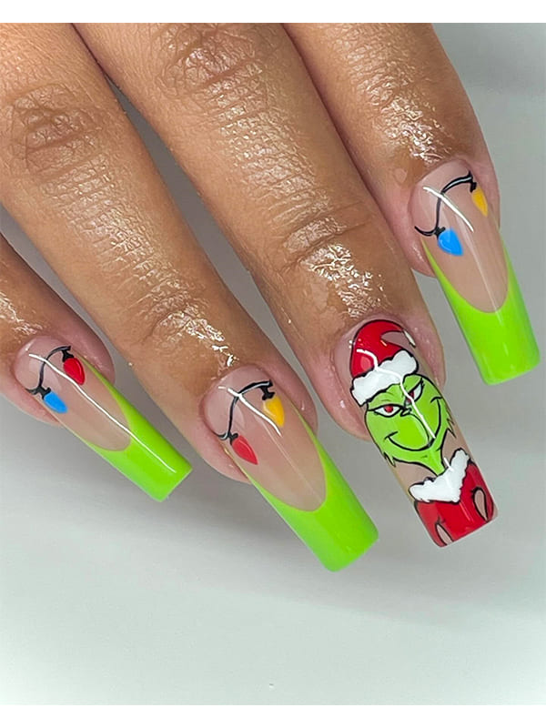grinch christmas nails