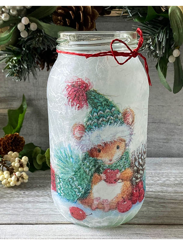 mouse decorated christmas mason jars