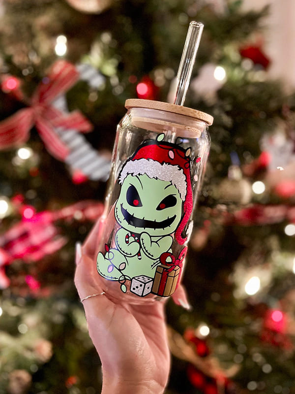 oogie boogie christmas glass cup