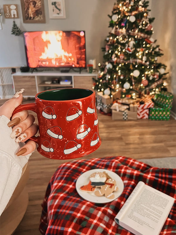 santa hat christmas holiday mugs