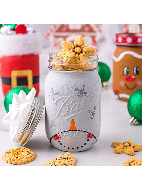 snowman christmas cookies jar