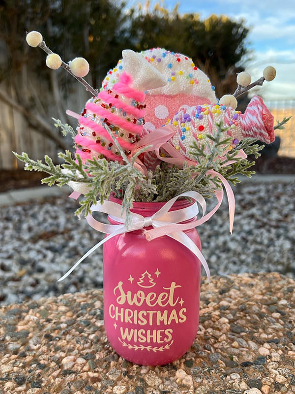 sweet pink christmas mason jars
