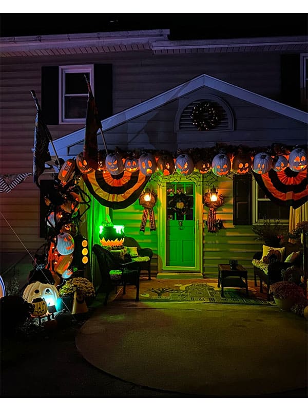 Place a lighted witch's cauldron