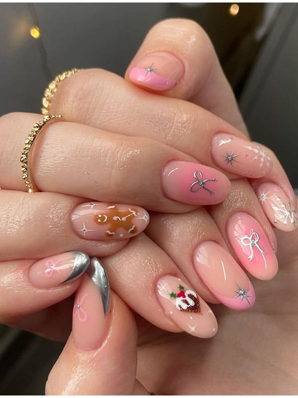 almond cute christmas nail art