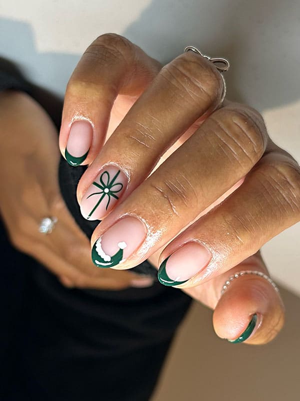 french christmas green nails