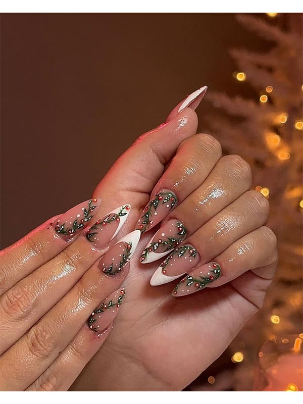 garland christmas new years nails