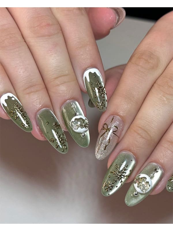 long christmas nail silver